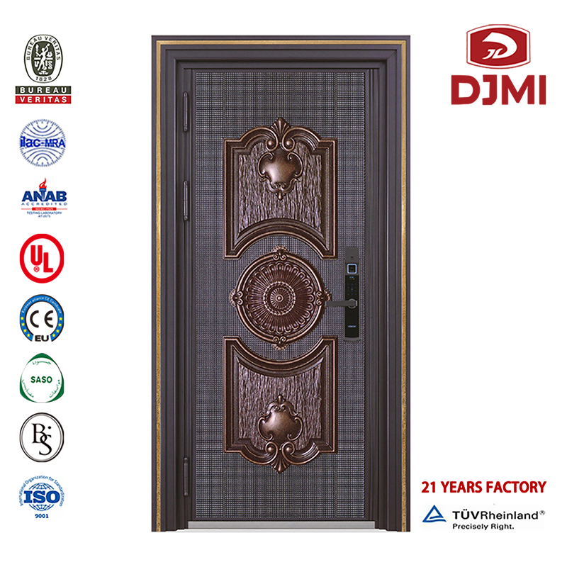 Vnitřní dveře/rezidenční bezpečnost Turecké ocelové dřevěné obrněné dveře Nové nastavení Jednoduché ocelové dřevěné bezpečnostní mřížky Design Mosaic Steel-Wood obrněné dveře čínské továrny Hlavní brána Design nerezové ocelové bezpečnostní dveře